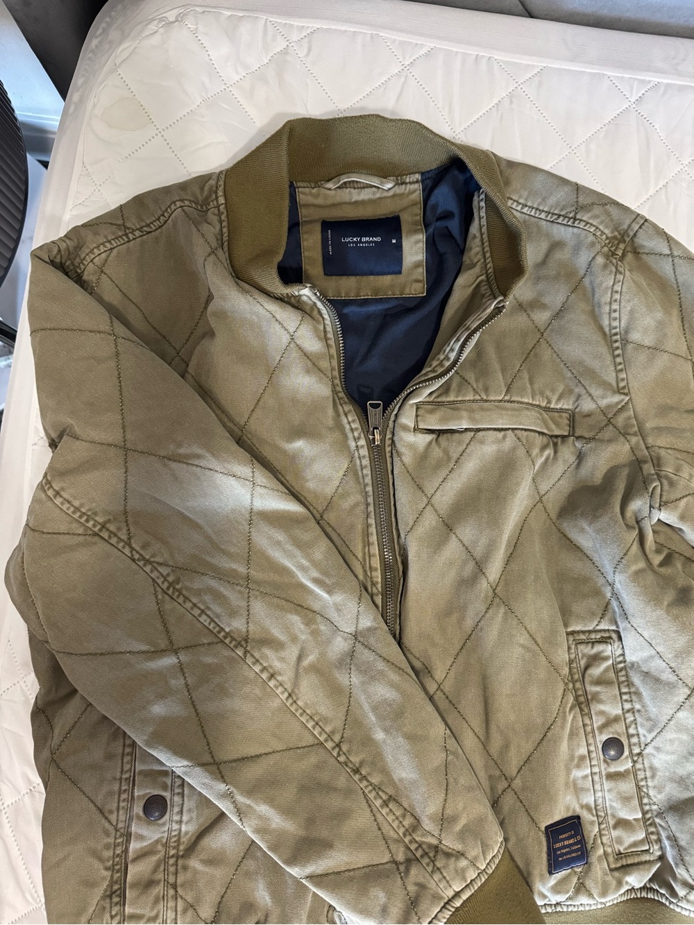 Lucky Brand Olive Green Quilted Bomber Jacket